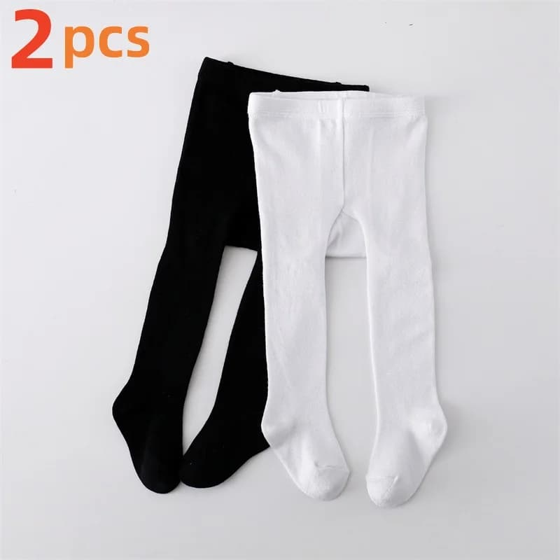 2 pezzi neonate collant primavera autunno cotone morbido collant lavorato a maglia infantile bambino casual bianco nero leggings per 0-2 anni