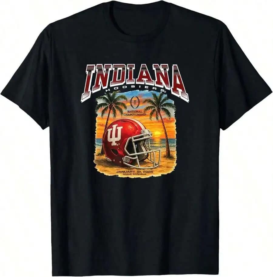 T-shirt Nera da Donna Indiana Hoosiers National Championship CFP 2026 con Casco