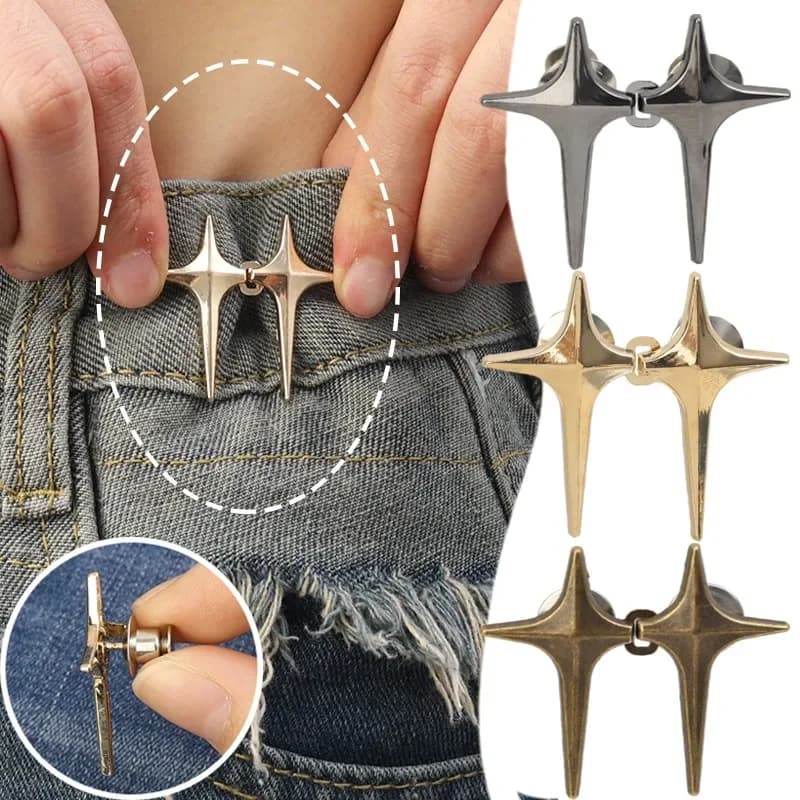 Reusable metal pressure buckle for jeans, star clip for pants, retractable broche to reduce and tighten life