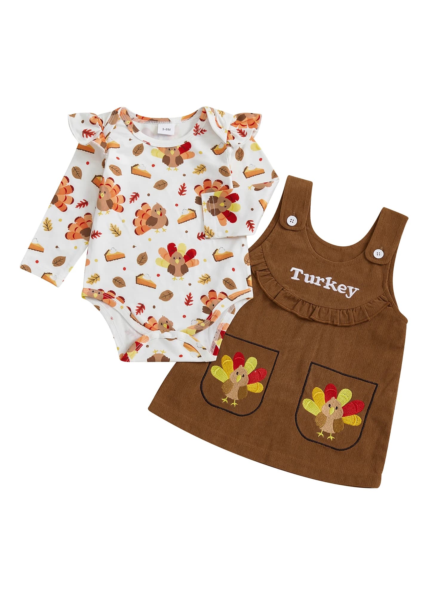 Completo da bambina per bambina, body a maniche corte con stampa zucca e gonna con volant, set di costumi di Halloween per neonate