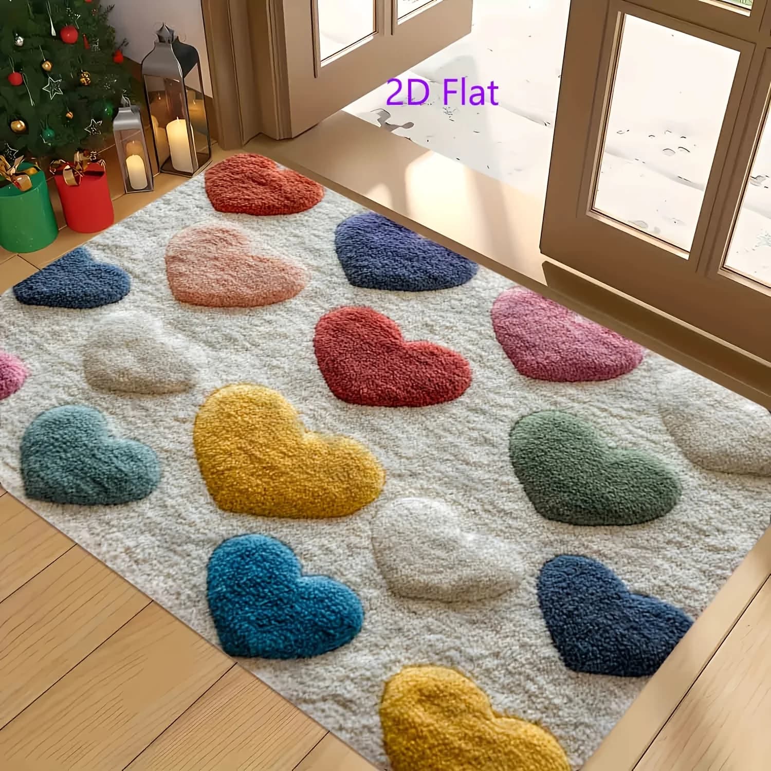 Tappetino con motivo a tema amore piatto 2D, antiscivolo, facile da pulire, adatto per soggiorno, camera da letto, cucina, ufficio