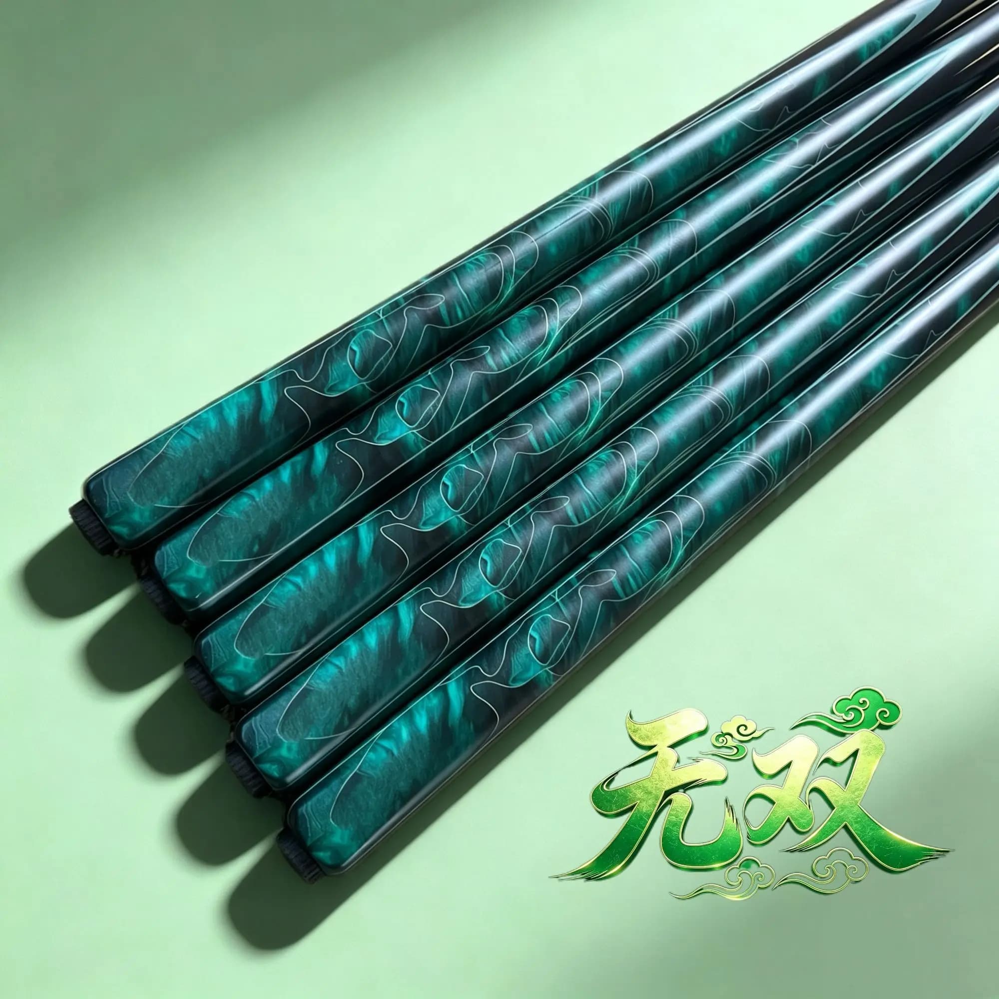 5Pcs Premium Billiard Pool Cue Sticks Dark Green Marble Texture Smooth Grip Durable Snooker Cues For Adults Indoor Game Room Bar
