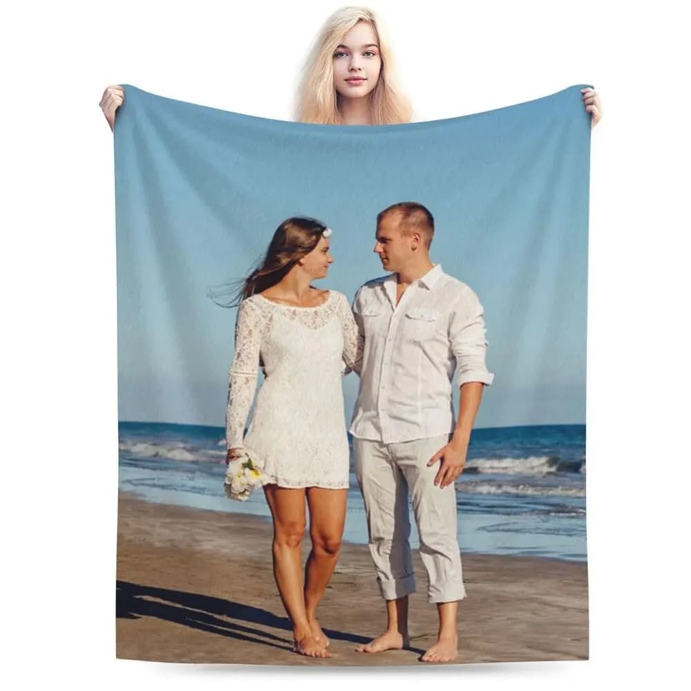 Customized Blankets Personalized Fathers Add Photo Text Logo Name Custom Throws Blanket for Men Women Dad Mom Friends