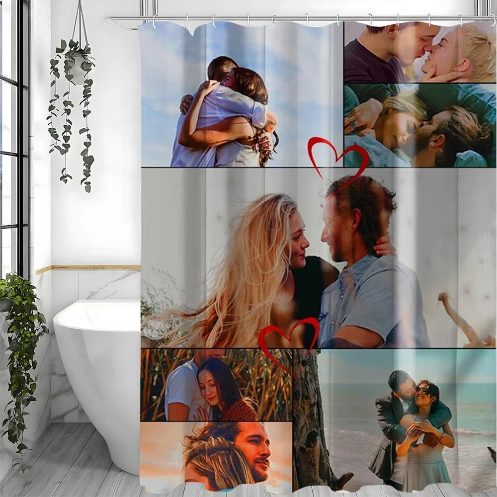 Tenda da doccia personalizzata impermeabile con stampa 2D in poliestere con ganci per la decorazione del bagno