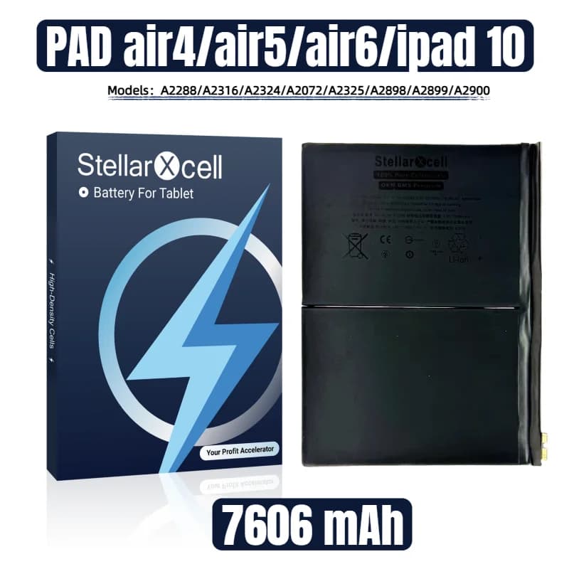 Batteria per Tablet StellarXcell per iPad10 AIR4 AIR5 AIR6 A2288 A2316 A2324 A2072 A2325 A2898 A2899 A2900 con strumenti gratuiti