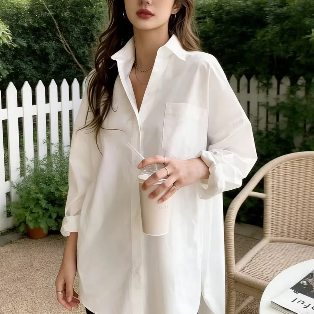 Spring Summer Casual Shirt Women Shirts Fashion Female Long Sleeve Loose Solid Blouse Tops Office Lady White Shirts