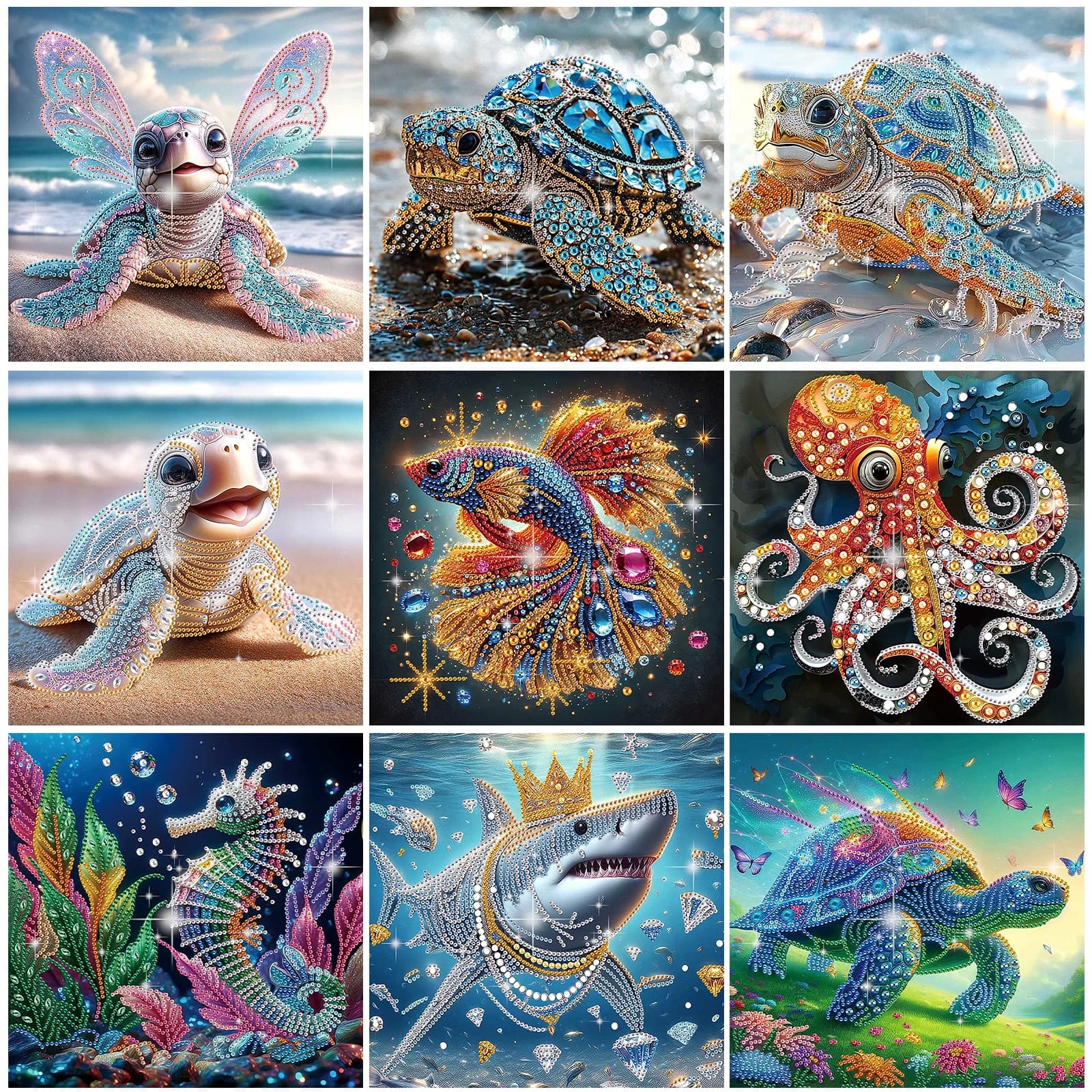 Kit Pittura Diamante 30x30cm con Diamanti a Forma Speciale per Animali Fai da Te, Kit Arte con Gemme a Punti, per Adulti, Regalo, Decorazione Murale per la Casa
