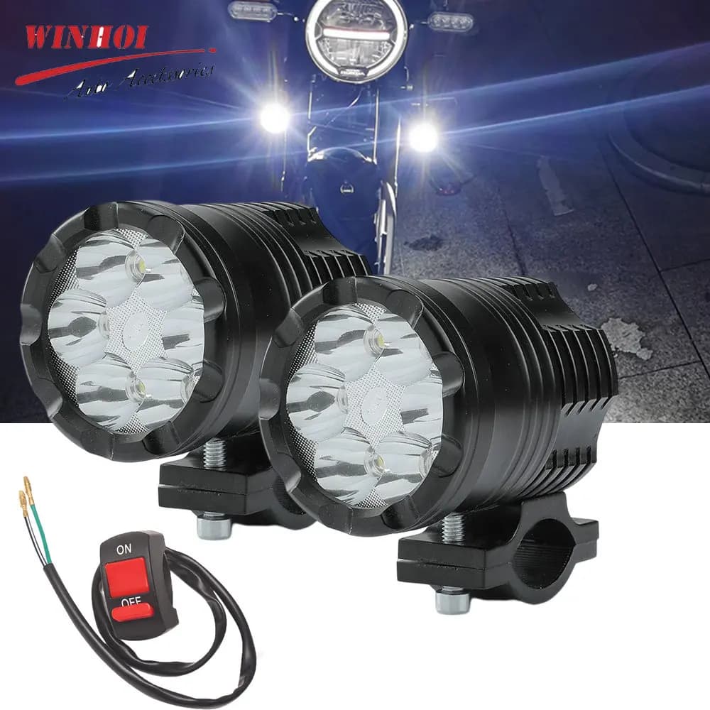 Faretti ausiliari per fari a Led per moto 12-80V Hi/Low Beam Flash fendinebbia di guida aggiuntiva per moto da bici elettrica