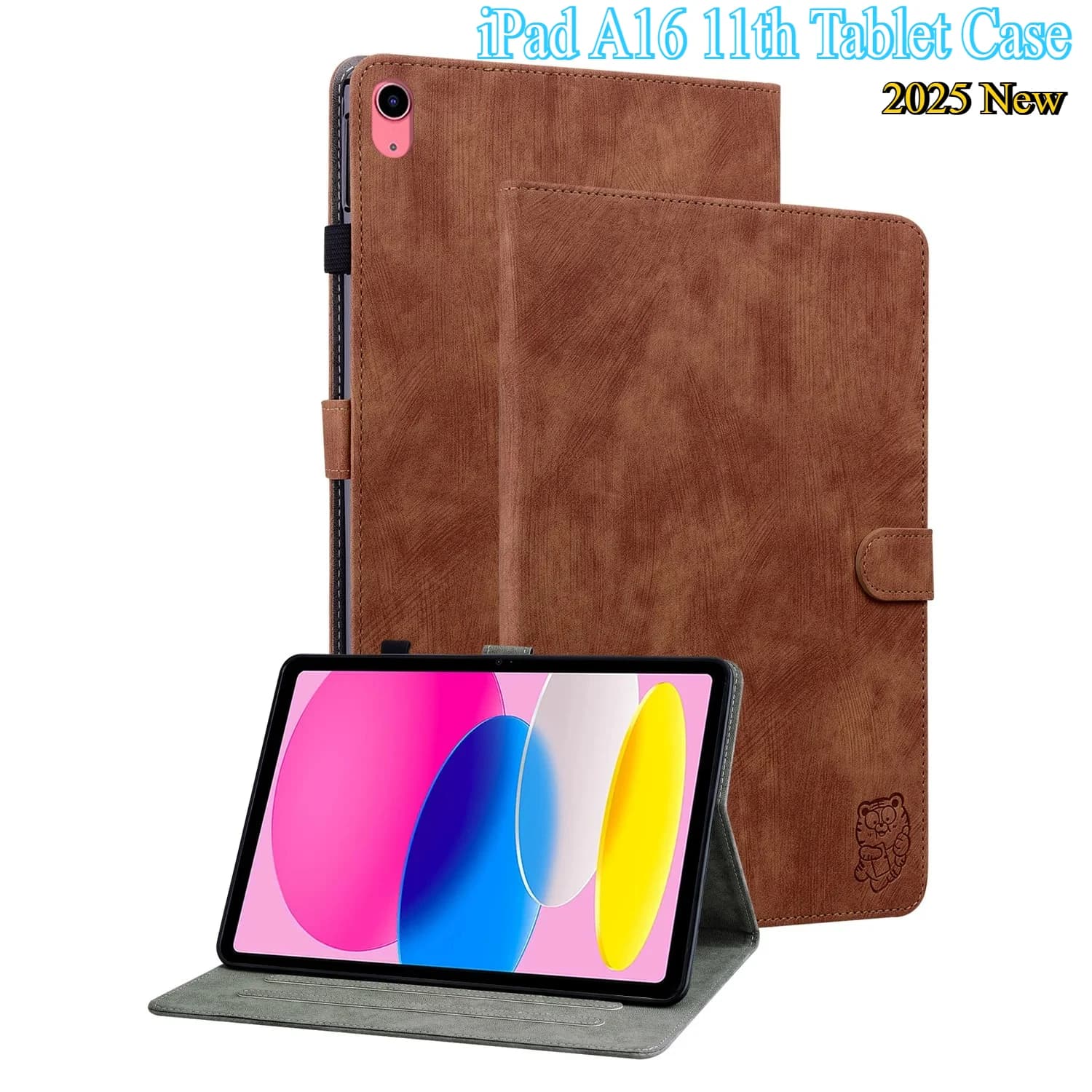 Custodia per tablet INS Little Tiger per il nuovo Apple Ipad A16 2025 Custodia in pelle PU per IPad 10a/11a generazione Supporto da 10,9/11 pollici Funda