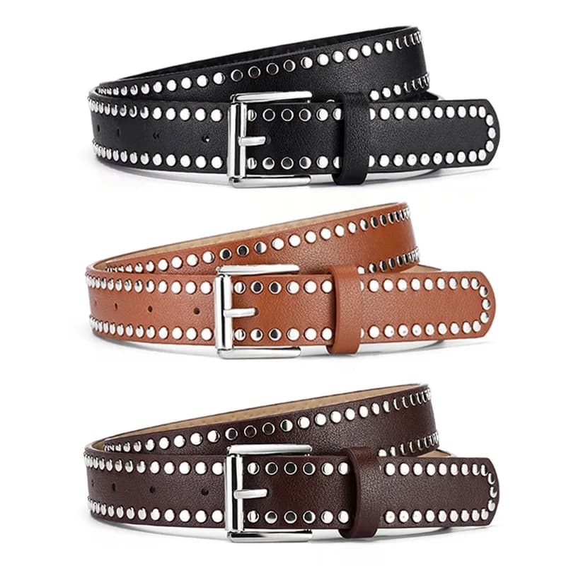 1spc Punk style Rivet Decorative Needle Buckle PU Leather Belt, High end Women's Versatile Jeans Belt