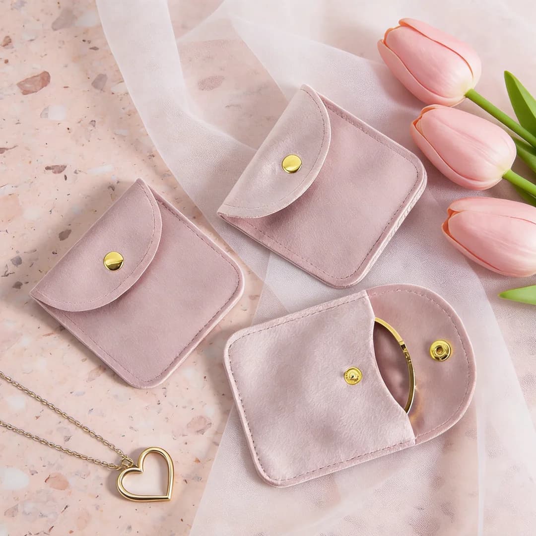 5 sacchetti in velluto con design a bottone da 6,5x6,5 cm, confezione regalo premium per esposizione e conservazione di orecchini, anelli, collane e gioielli raffinati