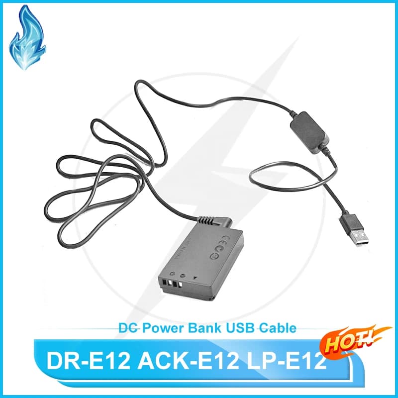 LP E12 LPE12 ACK-E12 DR-E12 Batteria fittizia e cavo USB Power Bank DC per Canon EOS M M2 M10 M50 M100 M200 M50 2 Cavo di ricarica USB