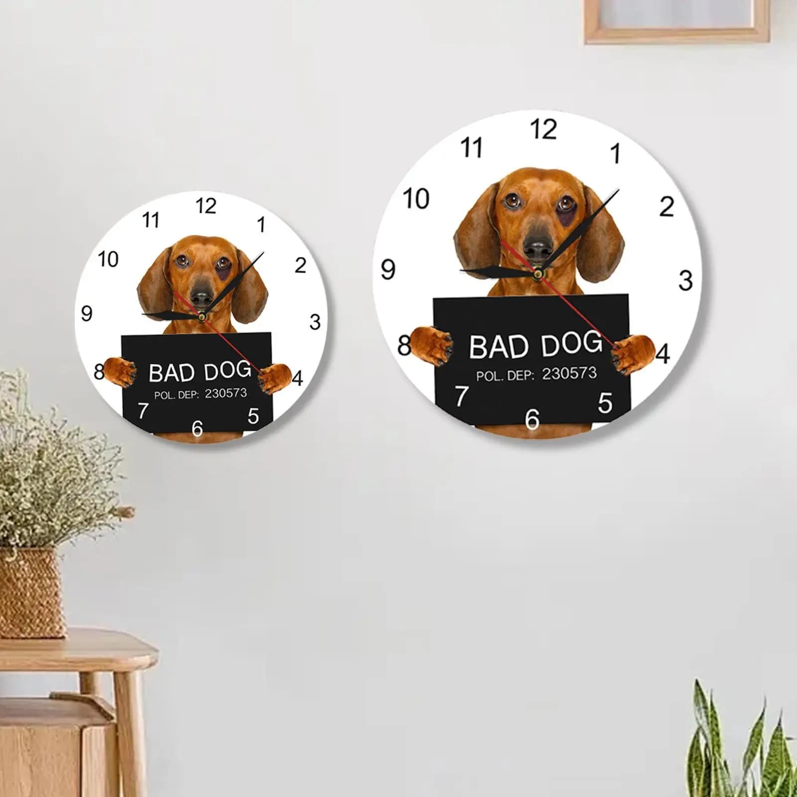 Wall clock Low ceiling Clock for hanging silent Arabic numerals Clock for puppies Decorative watch for the kitchen of the living room