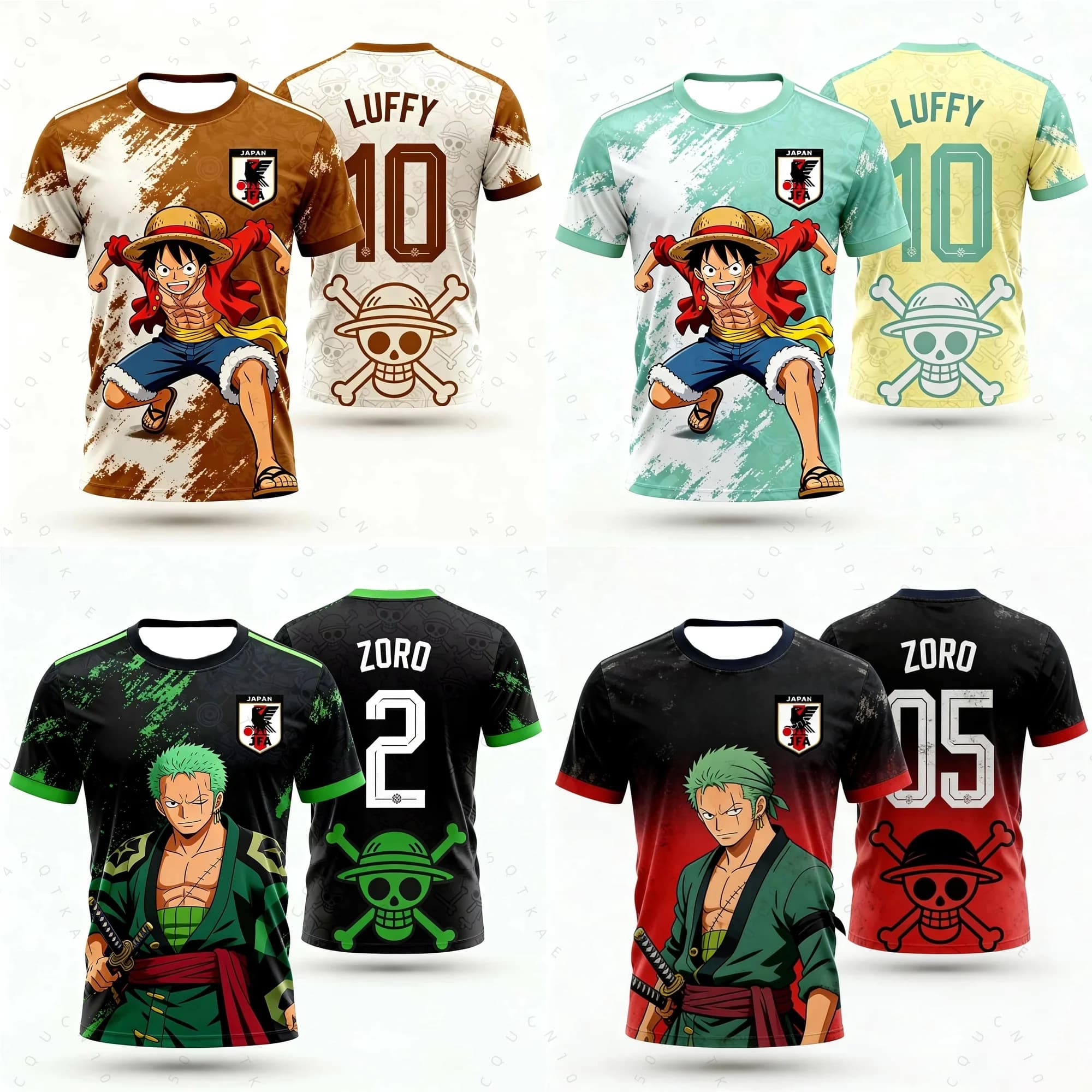 Maglia da Calcio One Piece Luffy Giappone Estate 2026 - Kit Speciale per Bambini e Adulti, T-Shirt Traspirante ad Asciugatura Rapida