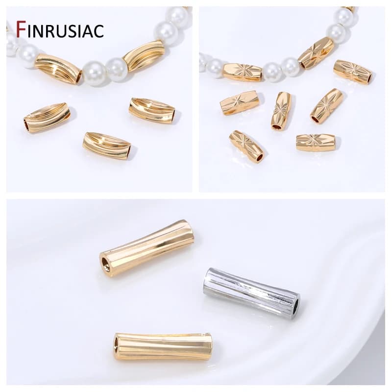 Perline a tubo a strisce in ottone placcato oro 14K, distanziatori per la creazione di gioielli, accessori fai da te per braccialetti