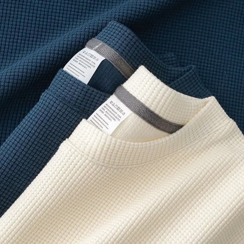 Men's short sleeve t-shirt with waffle neck New summer, comfortable and breathable, short sleeve top for casual clothing