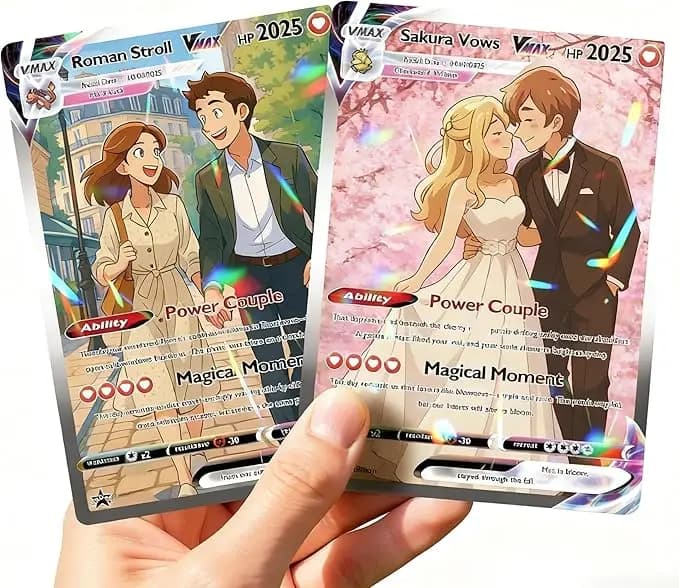 Biglietto d'Anniversario Personalizzato Anime, Cartolina Personalizzata con Foto per Matrimonio, Regalo di San Valentino per Coppie, Compleanno, Anniversario