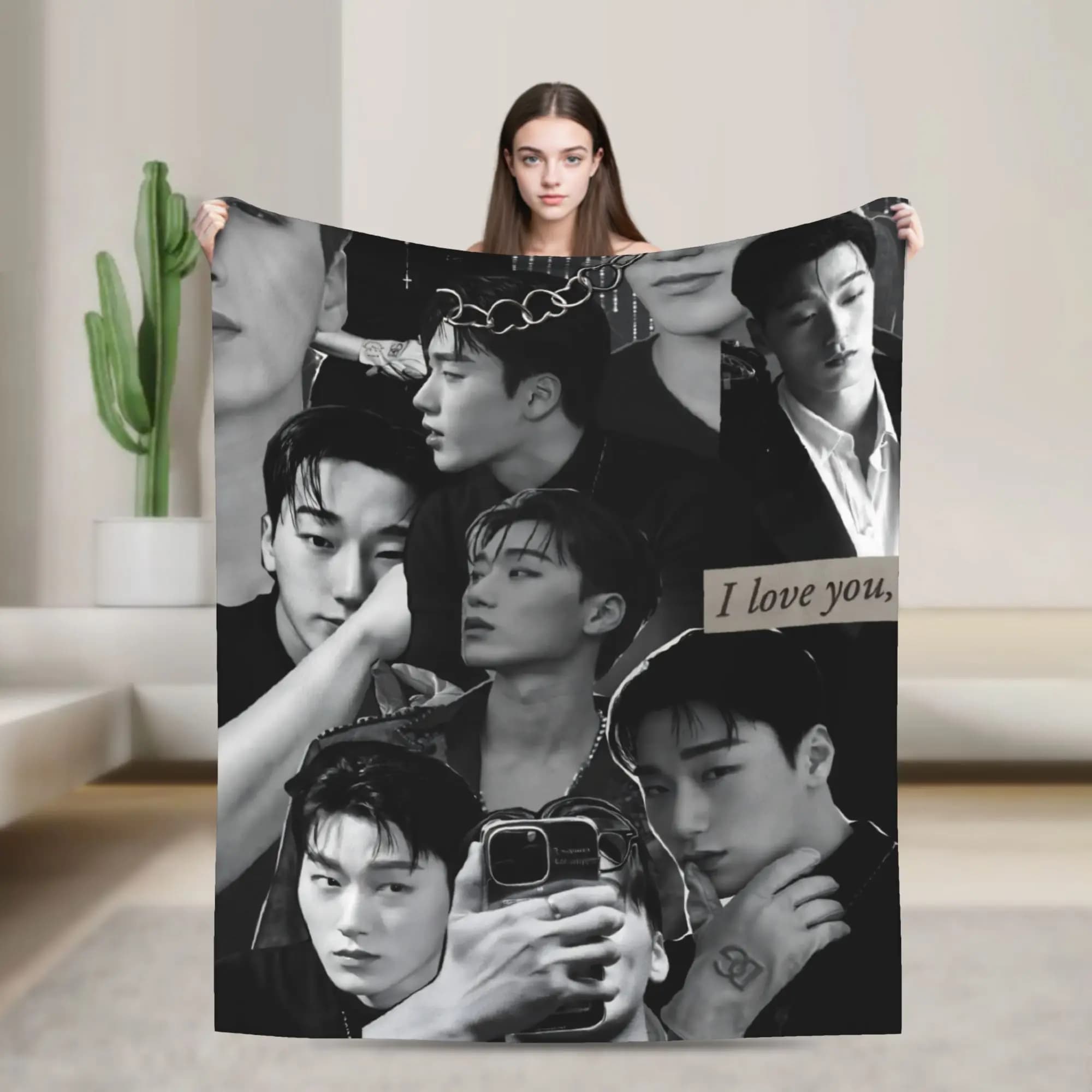 Warm Blankets Picnic Kpop Ateez Choi San Throw Blanket Flannel Bedspread For Living Room Novelty Sofa Bed Cover