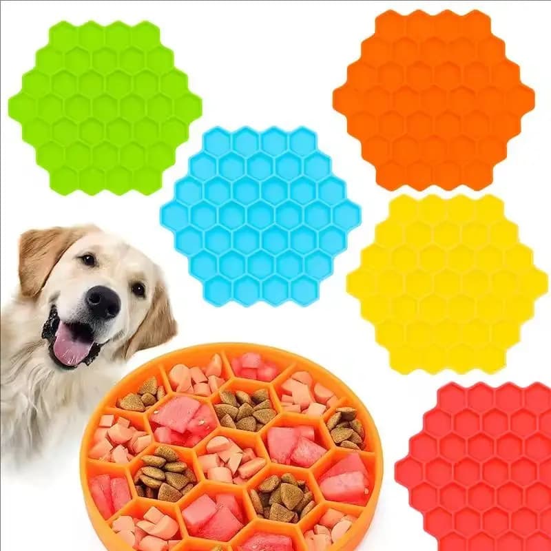 Forniture per animali domestici Mangiatoia a nido d'ape per gatti Ventosa anti-soffocamento Anti-detonazione Ciotola per cibo lento Cucciolo Tappetino antiscivolo in silicone