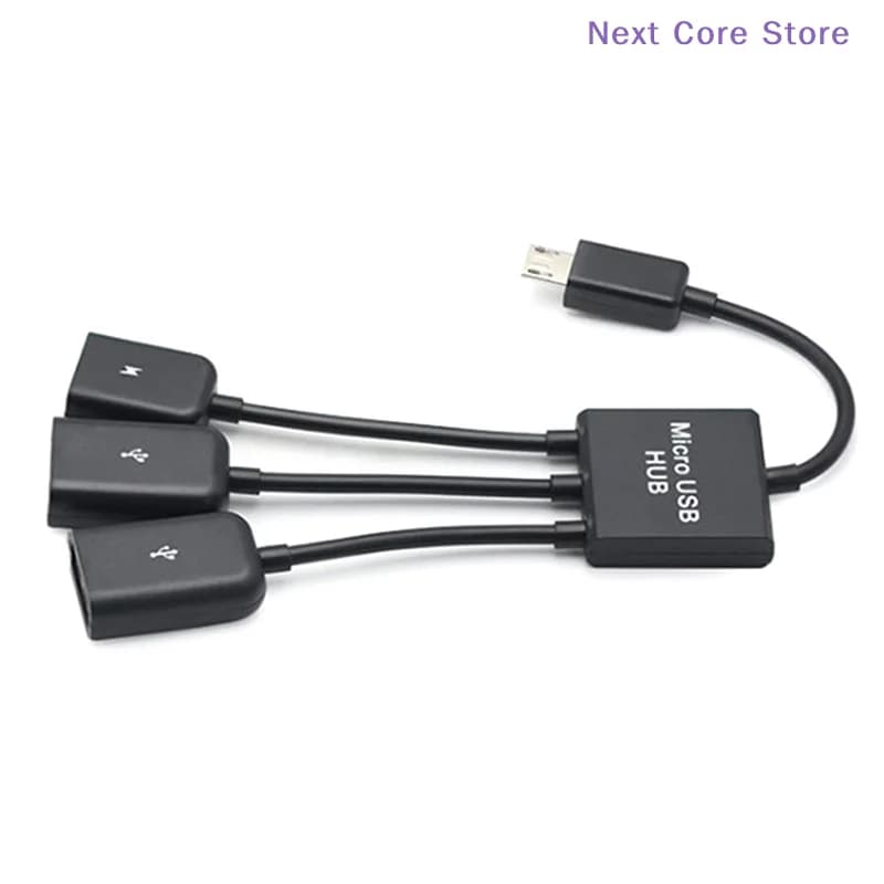 1 Pz 3 Ports Micro USB Type C HUB Male to Female USB 2.0 3 In 1 Host OTG Adapter Cable for Smartphone Computer Tablet