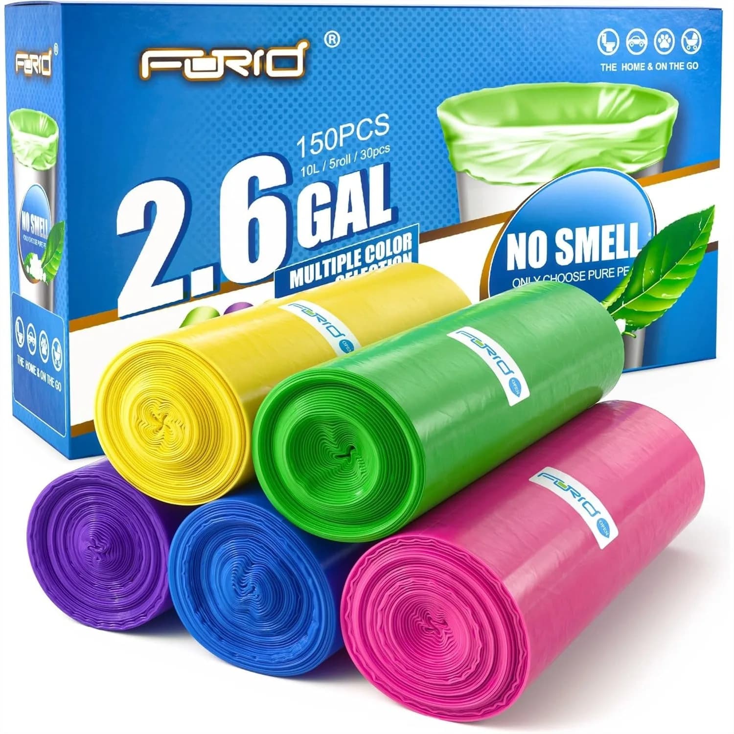 Sacchetti per Rifiuti da 2,6 Galloni per Bagno, Sacchi per Cestino Extra Spessi Senza Profumo per Casa, Ufficio, Camera da Letto, 150 Sacchetti Multiuso