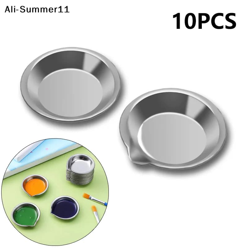 【Wq0】10pcs Stainless Steel Painting Color Bowls Oil Paint Trays Paint Color Mixing Cups Color Mixer Children DIY Painting Tools