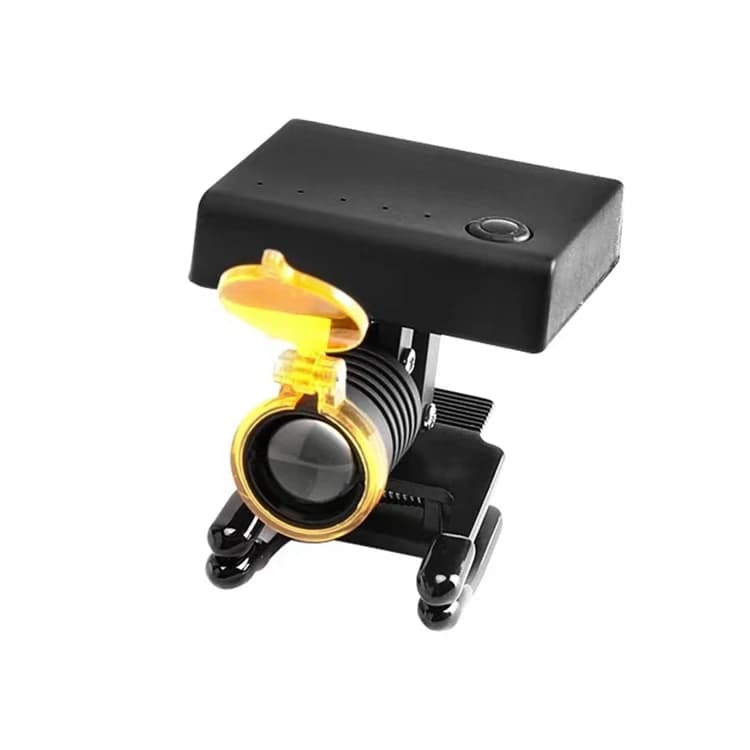 Faro LED wireless per lente d'ingrandimento binoculare dentale Potente lampada frontale da 3 W con clip per occhiali Batteria al litio con filtro giallo