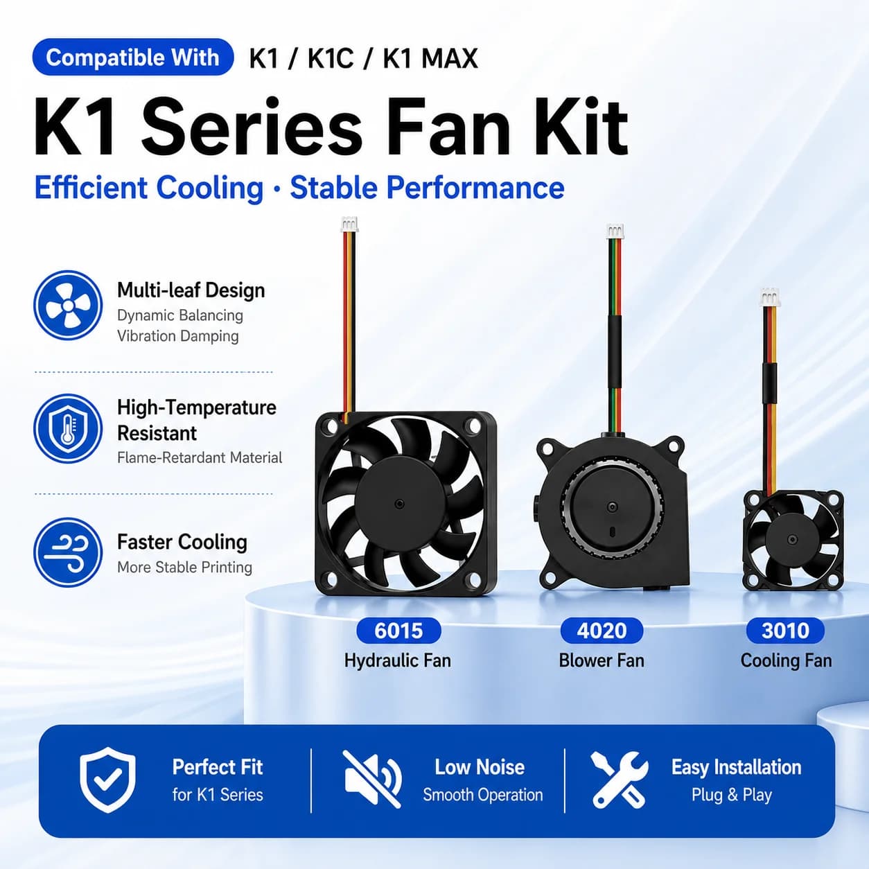 Ventole K1C/K1 MAX 4020, Ventola Assiale DC 24V 3010 per Raffreddamento Estrusore e Dissipatore di Calore per Stampante 3D K1/K1C/K1 MAX