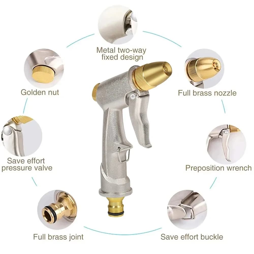 High Pressure metal Garden Water Spray Gardening Sprayer Water Hose Jet Household Lawn Car Washing Guns Yard Watering XXL