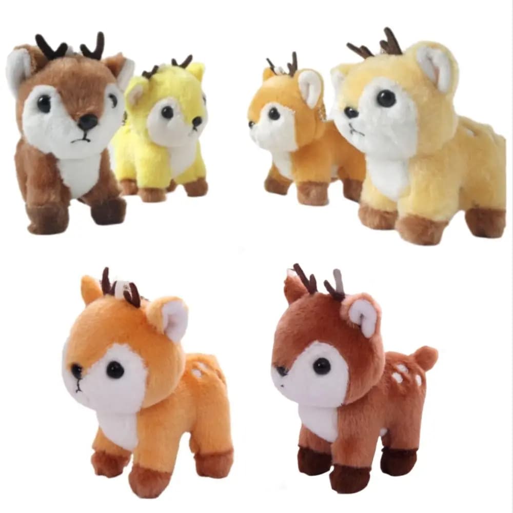 Stuffed Animal Deer Key Ring Pendant Fawn Keychain Stuffed Deer Keychain Cartoon 10cm Fluffy Elk Backpack