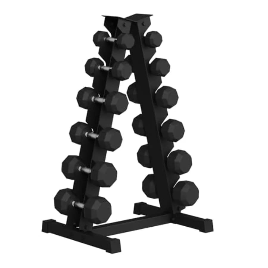 Set di manubri esagonali con supporto 210 libbre (5-30 libbre), 6 paia di manubri gommati per allenamento fitness a casa, diverse misure per lo sviluppo muscolare