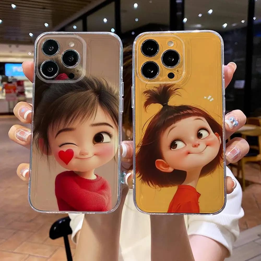 Cover Morbida per iPhone con Design Ragazza Piccola Arrabbiata per iPhone 17 16e 16 15 14 13 12 11mini Pro Max X XR XSMAX 8 7 Air Plus