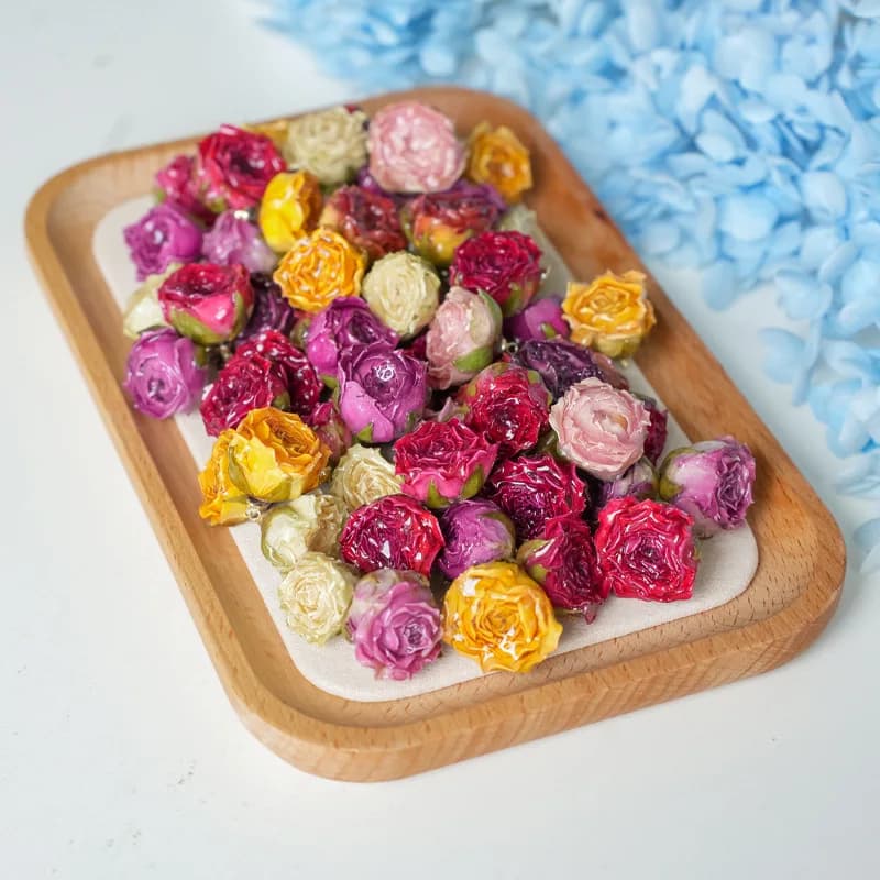 5pcs Drip Glue Roses Dried Flower Rose Heads DIY Earrings Wedding Rings Resin Wreath Material Accessories Creative Gift Making