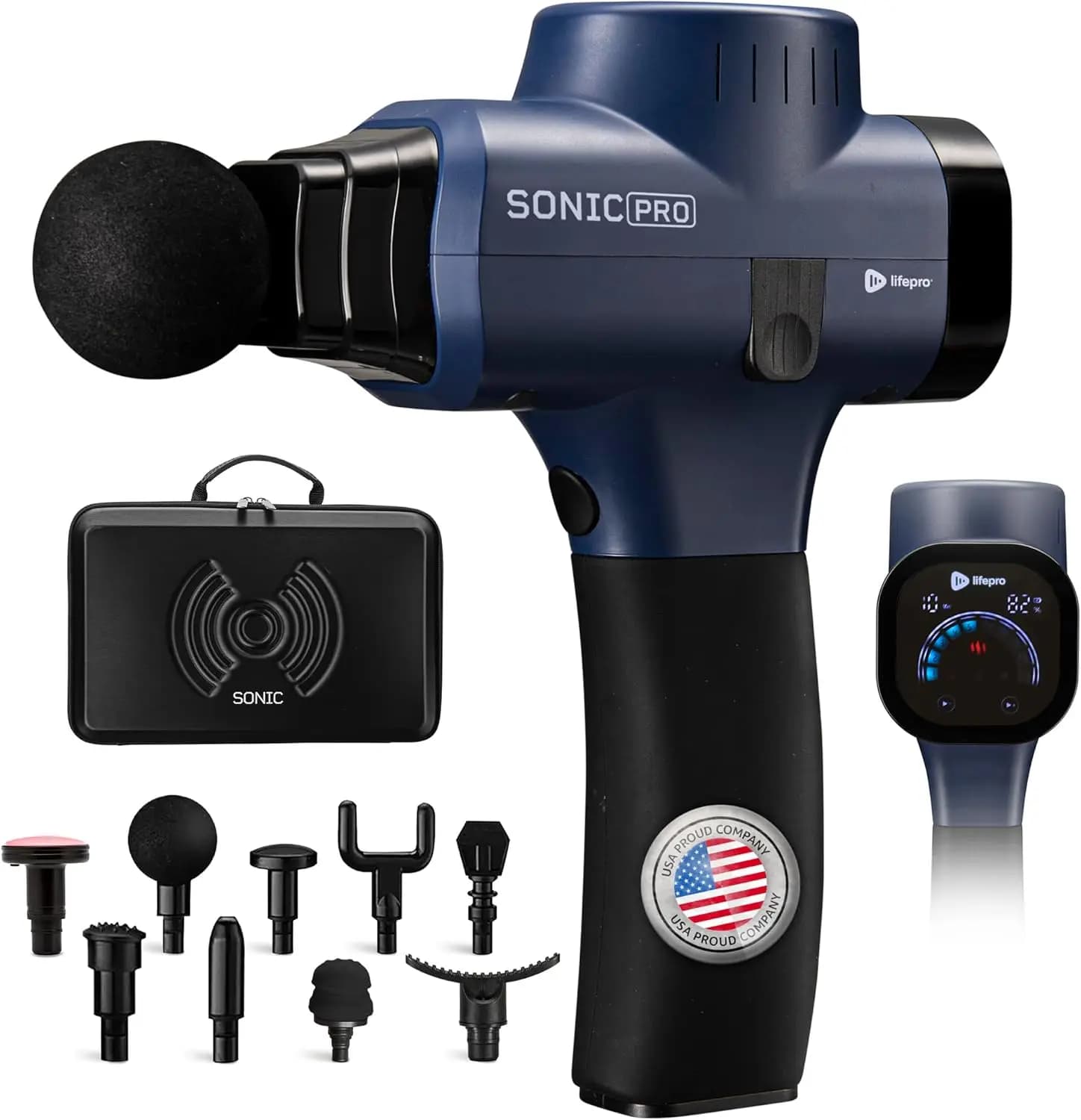 Deep Tissue Massage Gun with Heat, 10 Speeds 9 Heads, Percussion Massager for Athletes Back Legs Arms