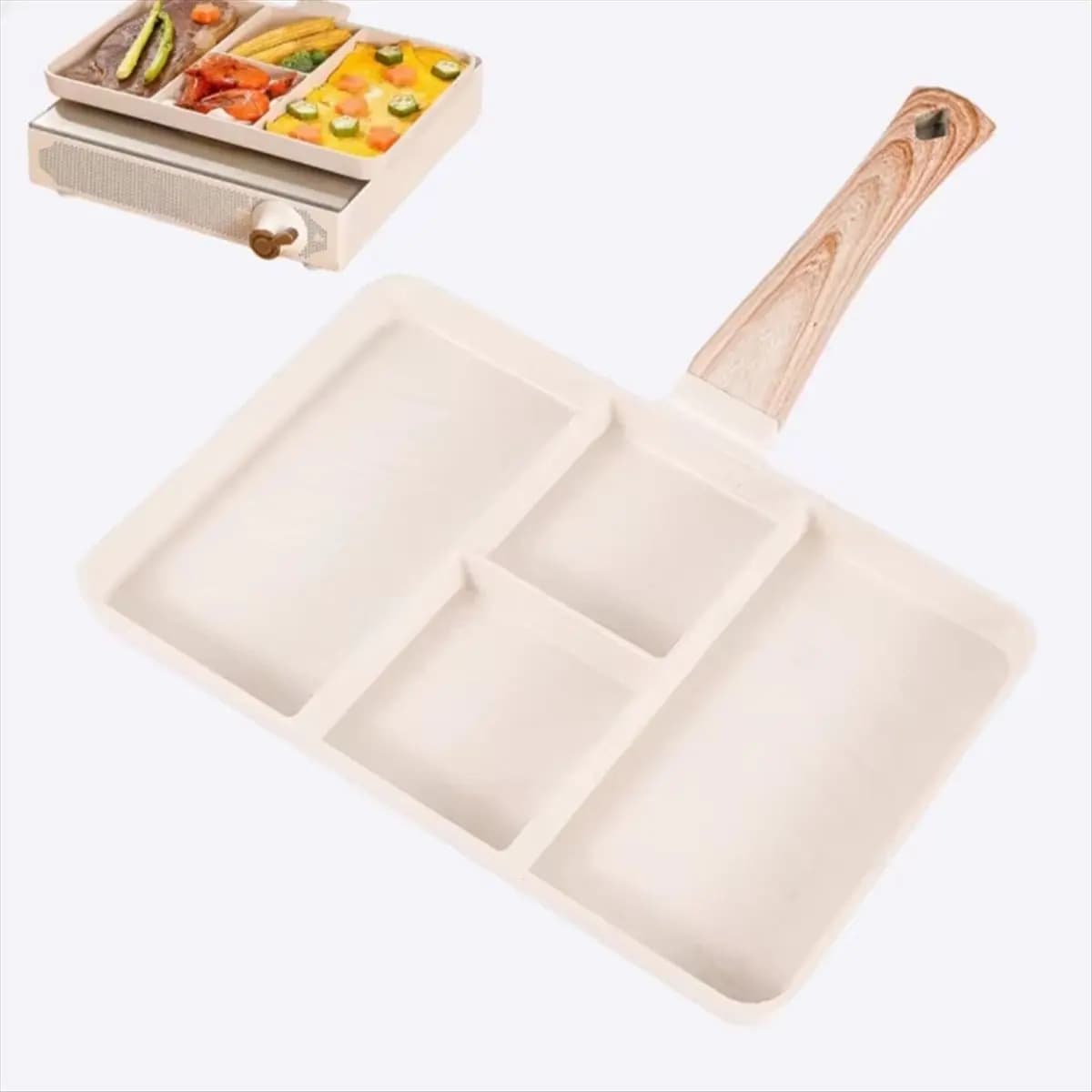 KSOL 4-hole non-stick pan for steaks, eggs, suitable for gas and induction kitchens, ideal for breakfast and meat