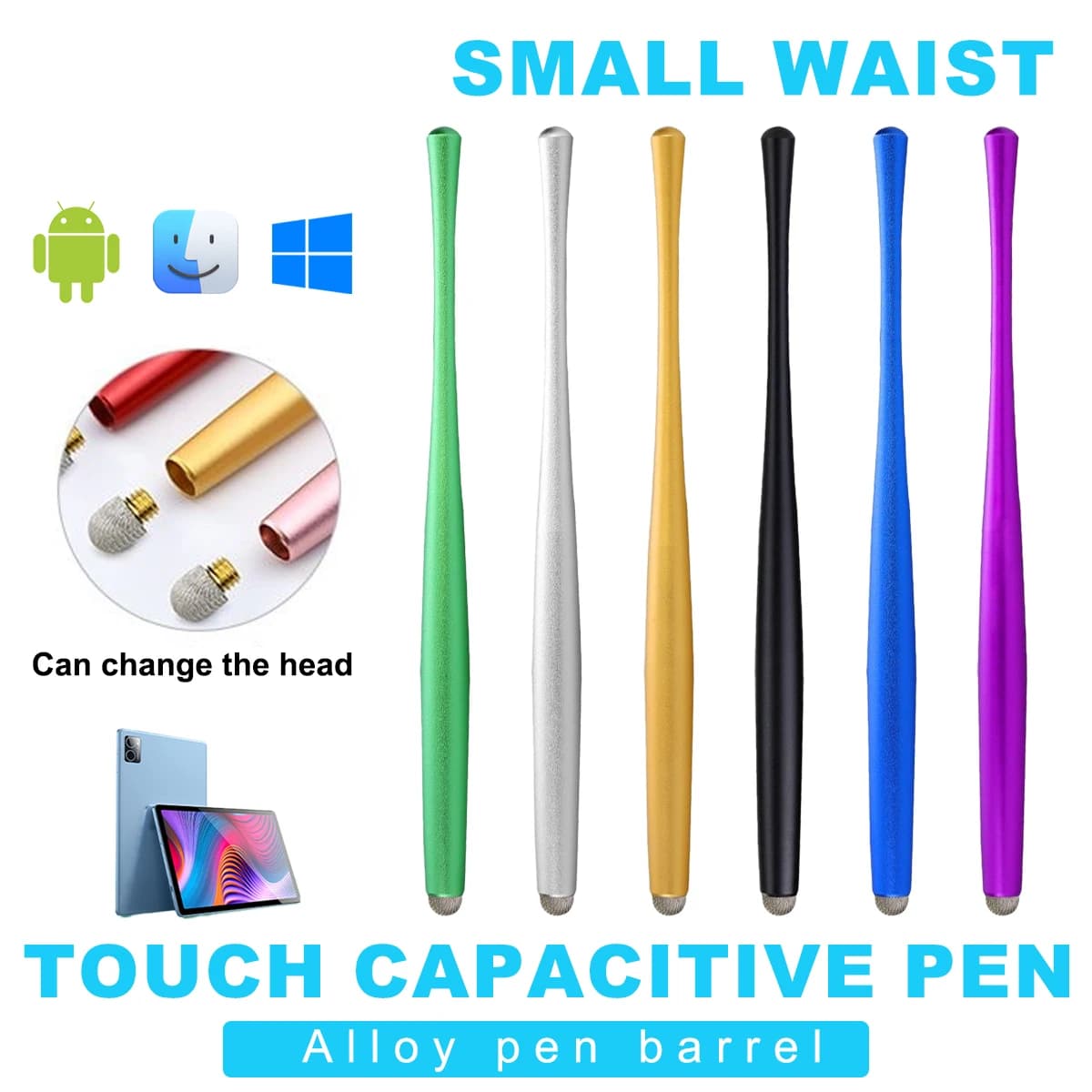 Penna stilo da disegno Penna universale capacitiva per touch screen in fibra con punte fini per iPhone iPad per Samsung per Huawei per tablet