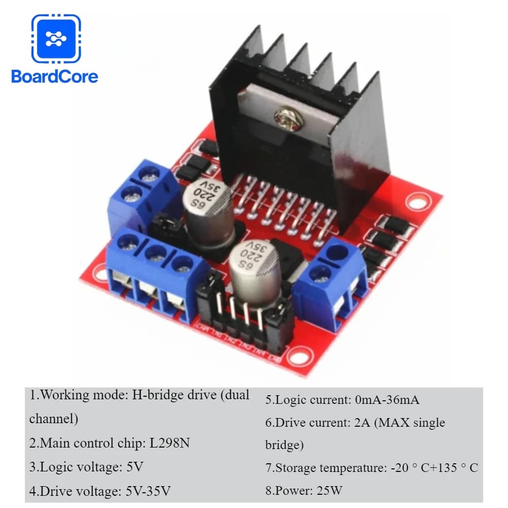 Modulo Driver Motore L298N a Doppio Ponte H per Arduino Raspberry Pi Auto Intelligente Robot Automazione