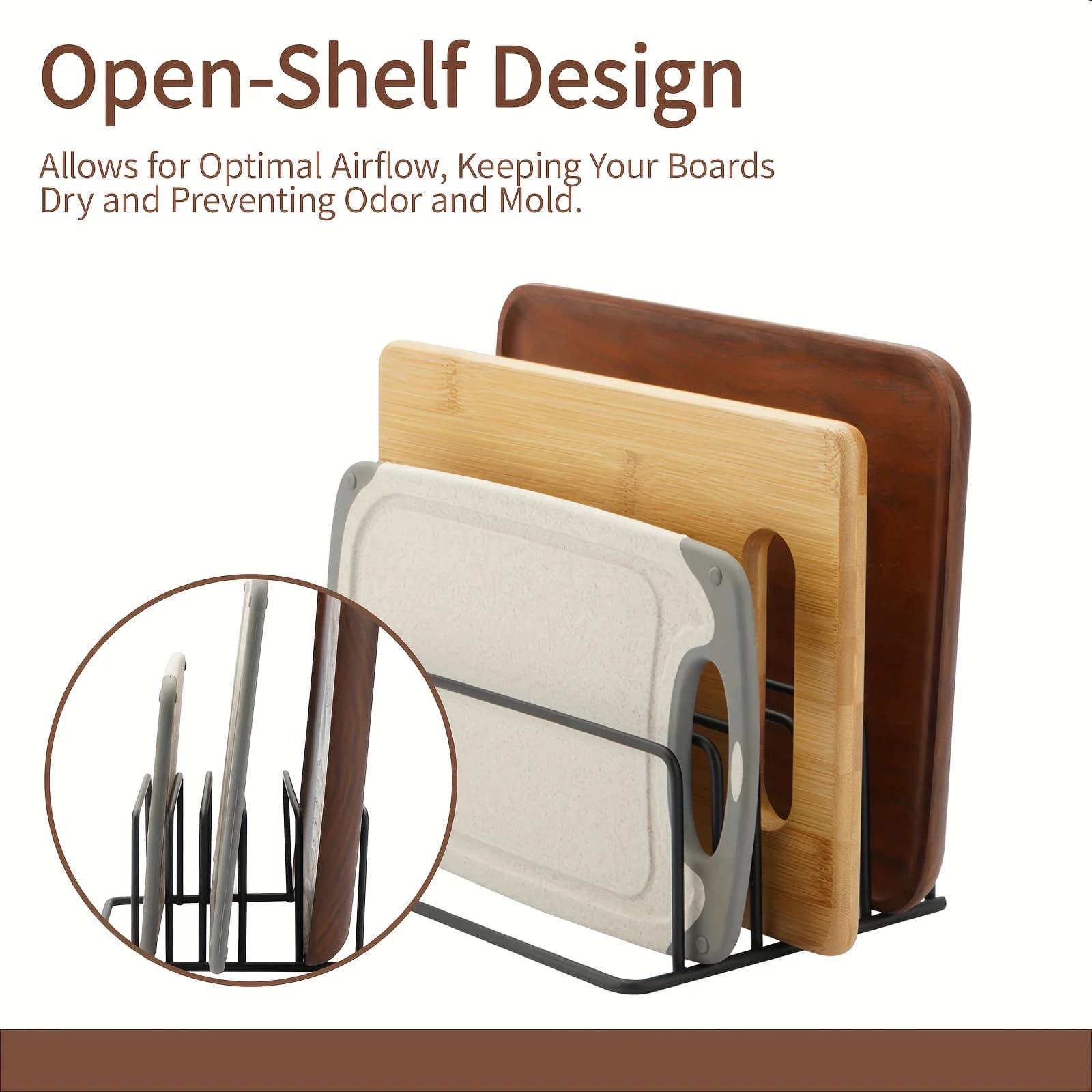 Porta taglieri a 5 livelli, scaffale da cucina aperto, organizer, scaffale pratico, scaffali multiuso