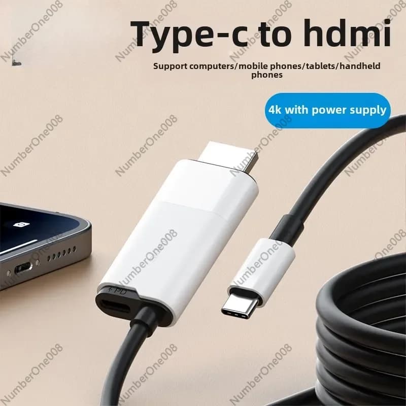 USB-C to HDMI 4K@60Hz Adapter Cable, USB-C to HDMI Converter for Samsung S24, MacBook Pro/Air, iPad Pro