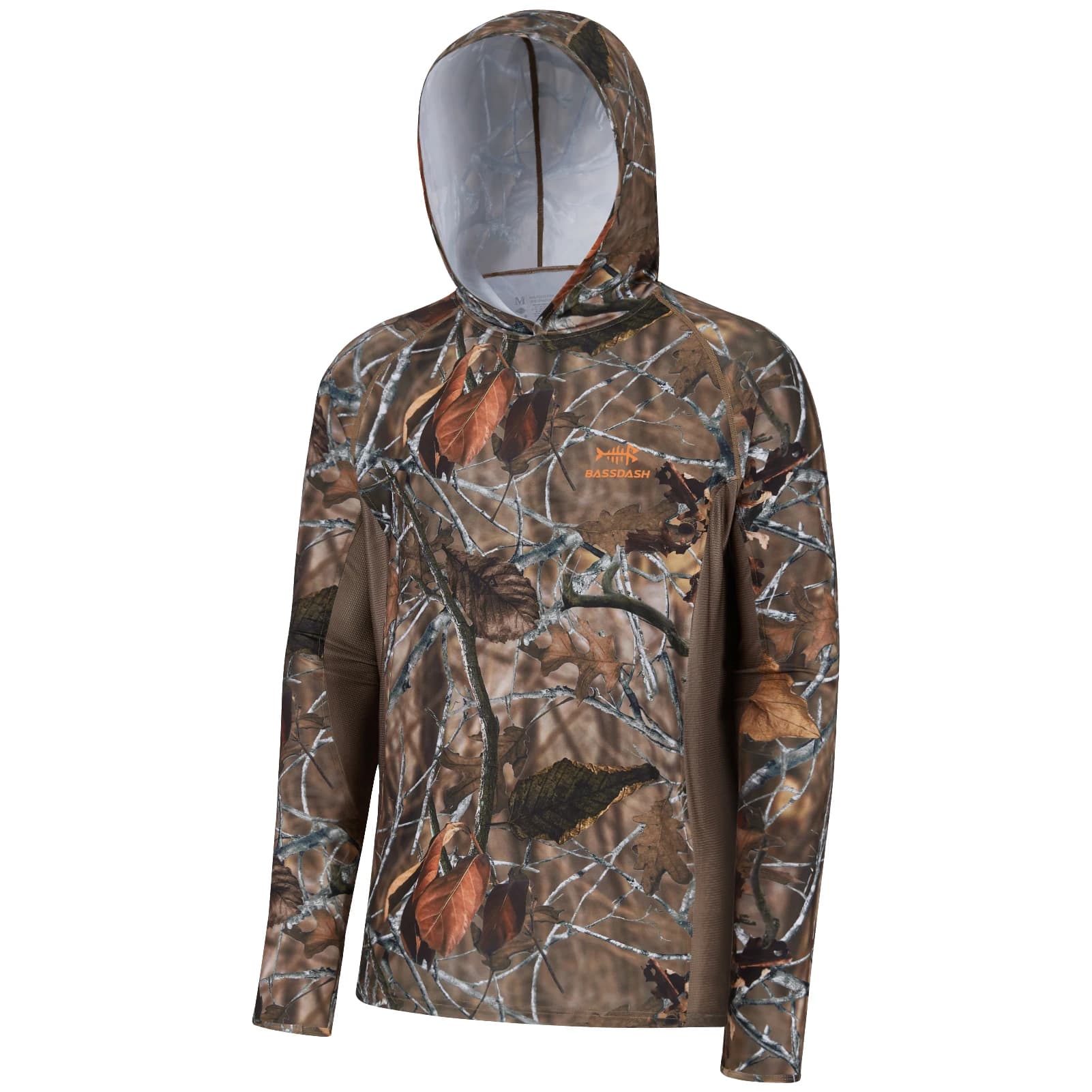 BASSDSASH felpa con cappuccio mimetica da caccia leggera UPF 50 + da uomo Quick Dry Performance camicia da pesca a maniche lunghe con cappuccio FS30M