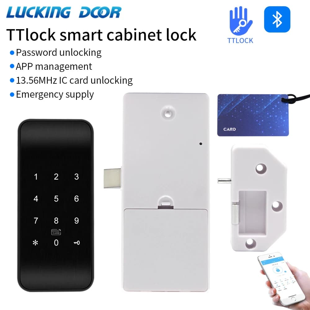 TTLOCK 13.56Mhz Blocco del cassetto delle impronte digitali Mobili RFID BLE Armadietto dell'armadio App di ricarica USB Smart Lock per Spa Piscina Palestra