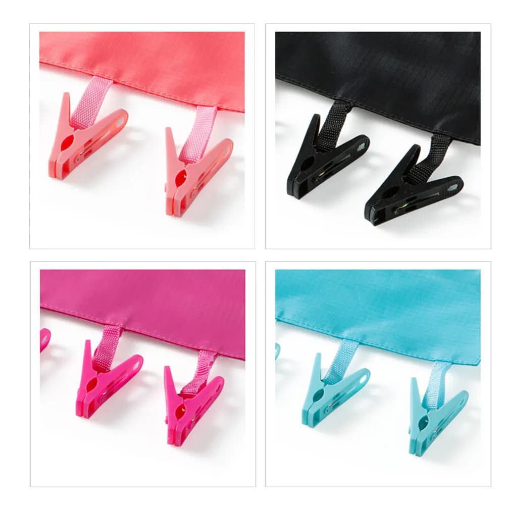Stendibiancheria Portatile Pieghevole Blu Regolabile con 6 Clip per Asciugare Asciugamani, Reggiseni, Biancheria Intima, Uso in Viaggio e Bagno