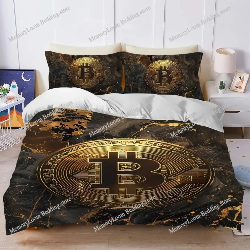 Bitcoin Crypto Cryptocurrency Btc Duvet Cover Set Bedding Soft Laundry Cotton Bed Four Seasons Student Dormitory Luxury Gift