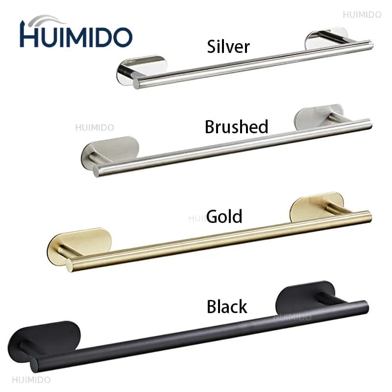 No Drilling 40/50cm Towel Rack Self Adhesive Wall Mounted Bathroom Towel Shelf Bath Towel Hanger Bar Holder for Kitchen Toilet