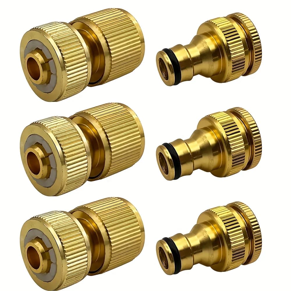 6/10pcs EU Standard Aluminum Hose Connector Set - 1/2'' & 3/4'' Tap Fitting + 1/2''(13-16mm) Quick Connect for Garden Pipes