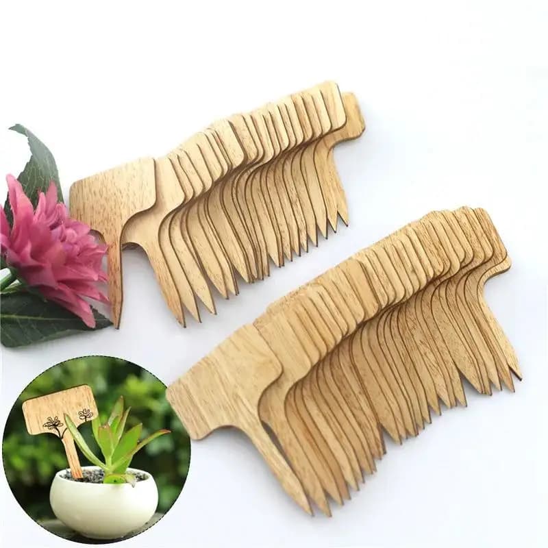 T-Type Wooded Plant Labels Eco-Friendly Garden Bamboo Tags For Seed Potted Herbs Flowers Vegetables Waterproof Signs 2024