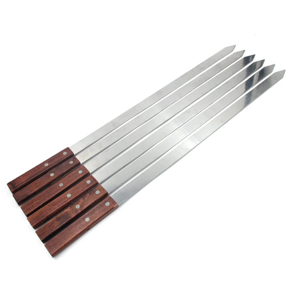60 centimetri 23.6 ''Grande Barbecue Griglie Aste E Sganci Rapidi Manico Lungo Barbecue Forcella In Acciaio Inox Stile Brasiliano Shish Kebab Turco Barbecue spiedo