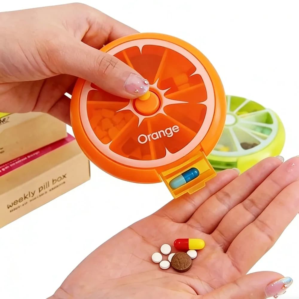 New Premium Portable Container for Travel Pills, 7 Days 7 Parties, Organizer for Vitamins, Medicines, Fish Oils