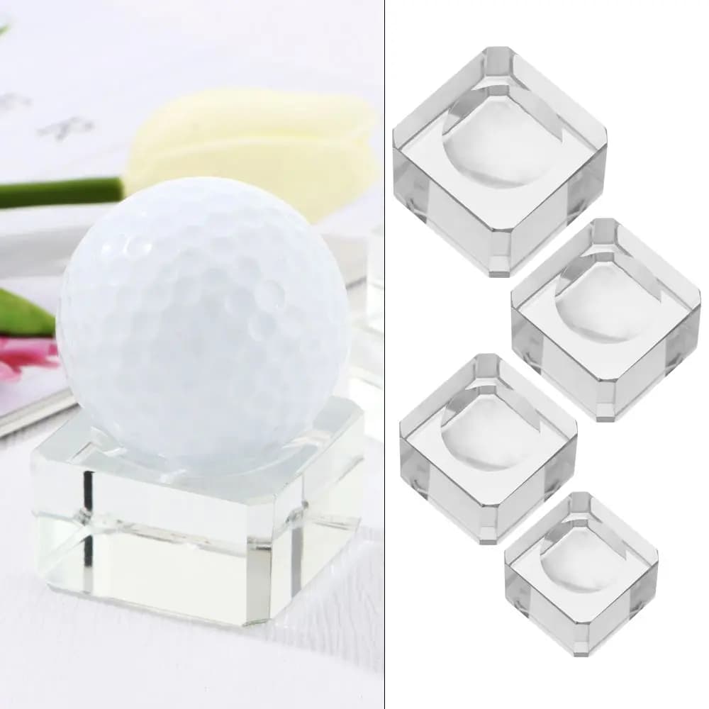 Espositore a sfera quadrata in vetro per decorazione domestica Supporto trasparente Supporto in vetro con base a sfera di cristallo