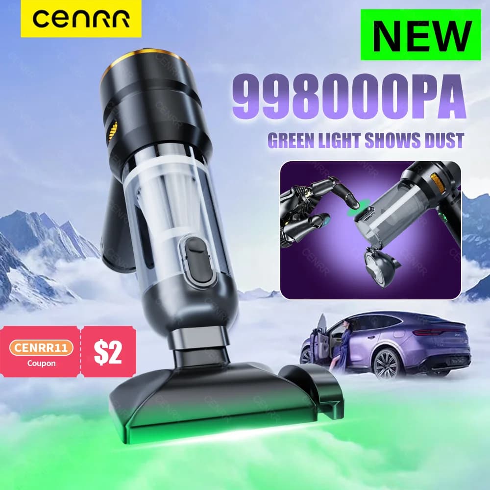 CENRR 998000 PA Aspirapolvere per auto Forte aspirazione Potente portatile Pulitore per auto portatile Lampada per visualizzazione della polvere Pistola ad aria compressa